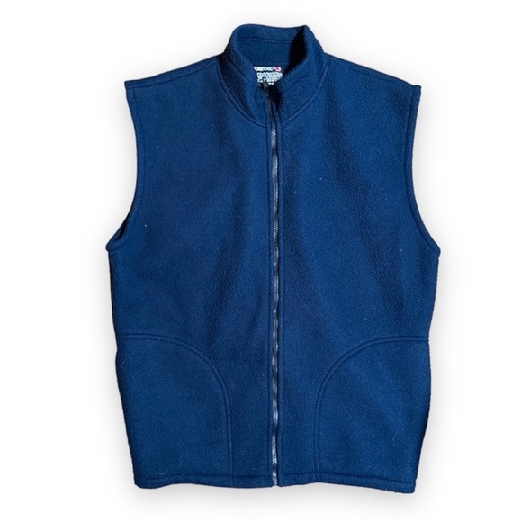 Y2K Malden Polarfleece Navy Blue Fleece Zip-Up Vest Men’s Size Small Gorpcore - Picture 1 of 8
